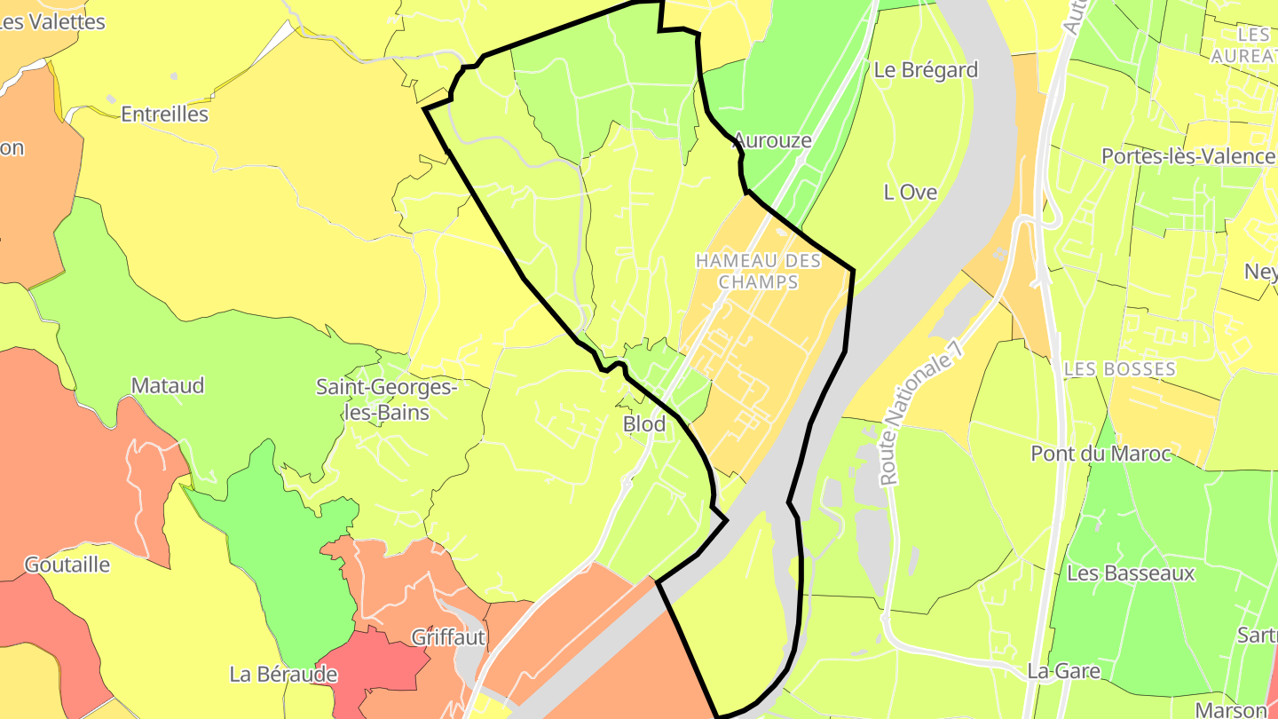 Carte des prix de l'immobilier Charmes-sur-Rhône