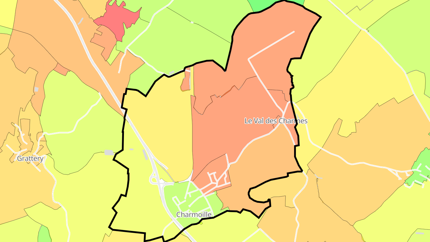 Carte des prix de l'immobilier Charmoille