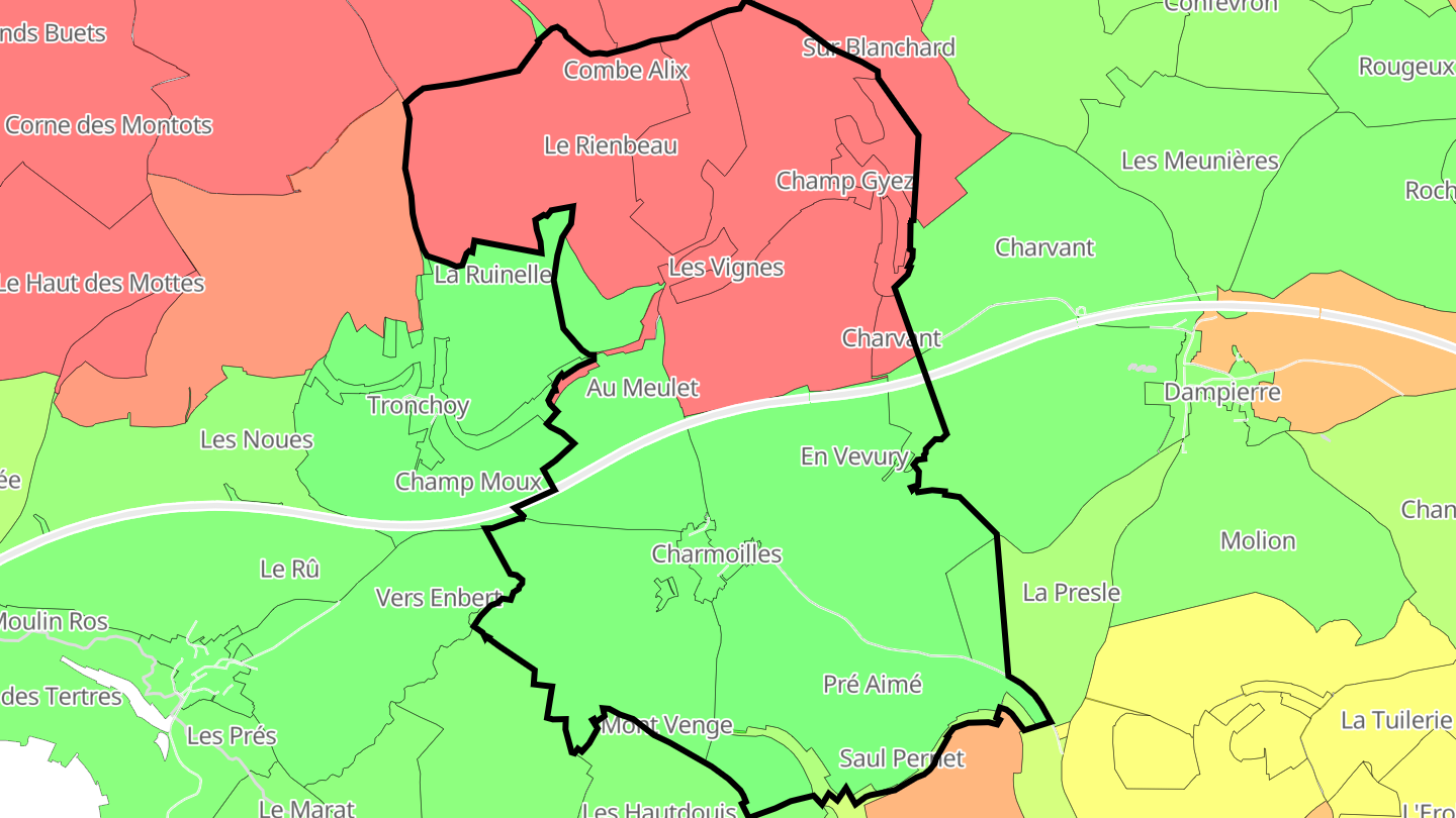 Carte des prix de l'immobilier Charmoilles