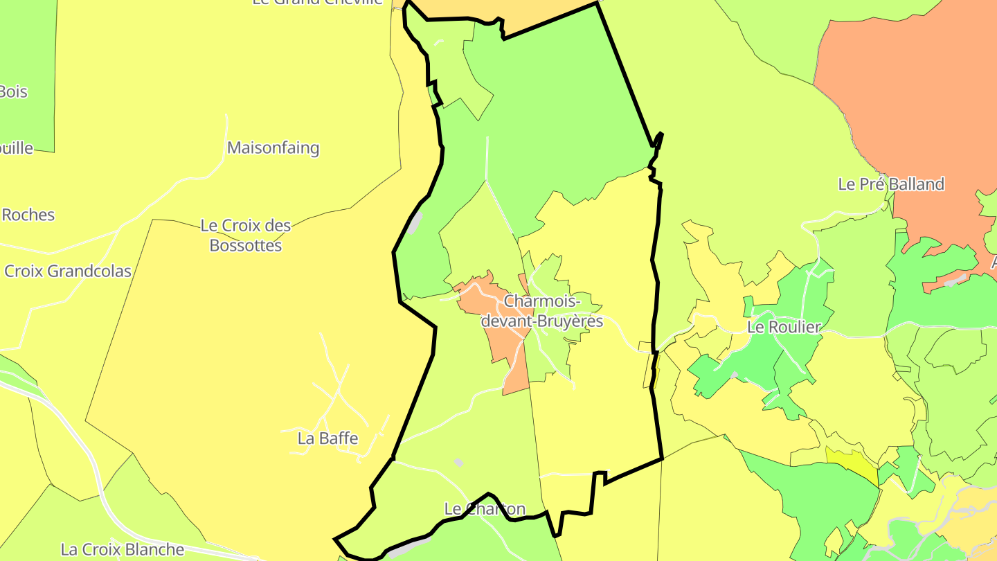Carte des prix de l'immobilier Charmois-devant-Bruyères