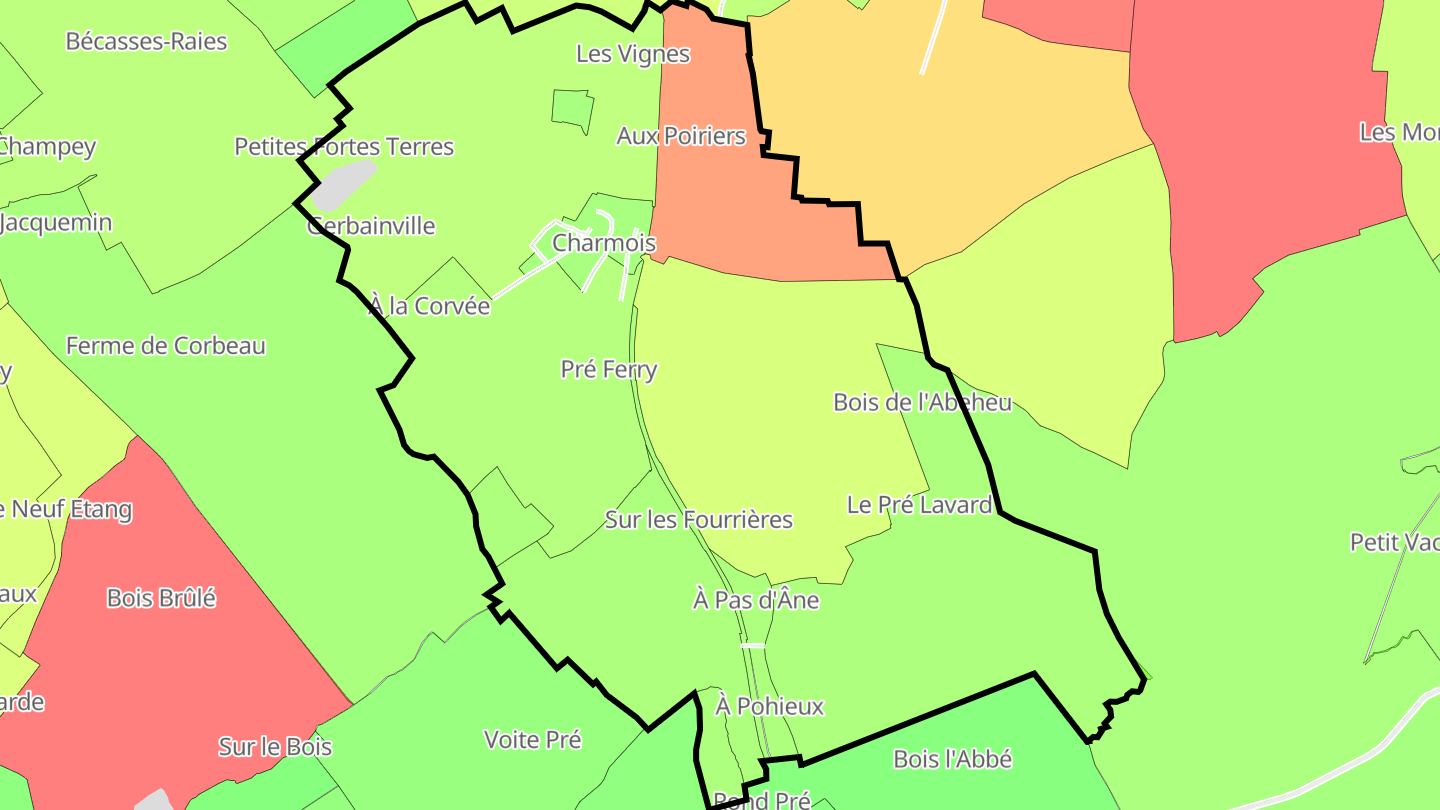 Carte des prix de l'immobilier Charmois