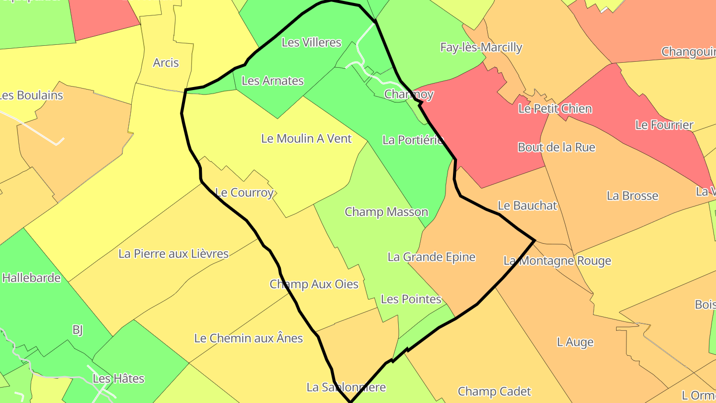 Carte des prix de l'immobilier Charmoy