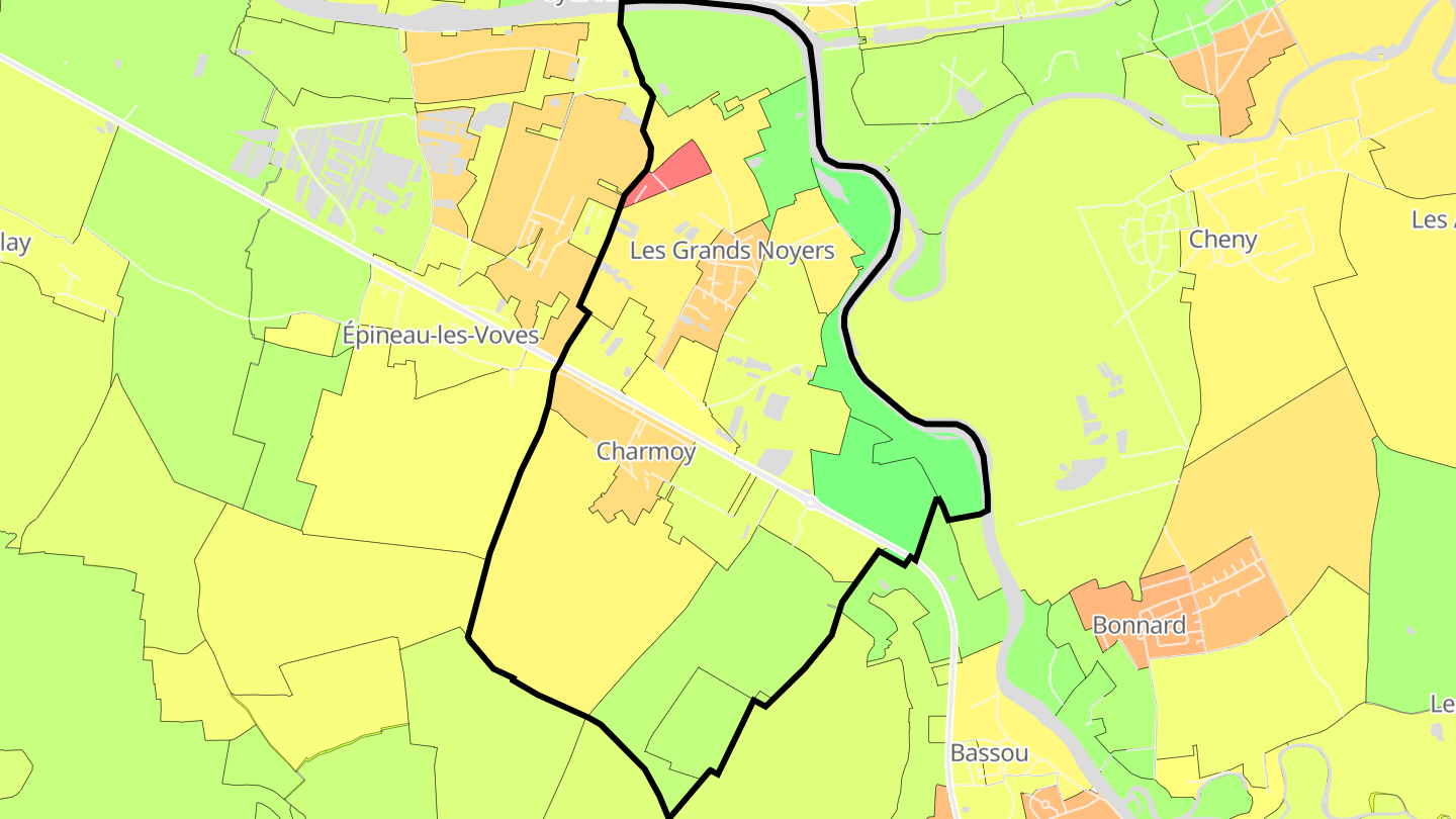 Carte des prix de l'immobilier Charmoy