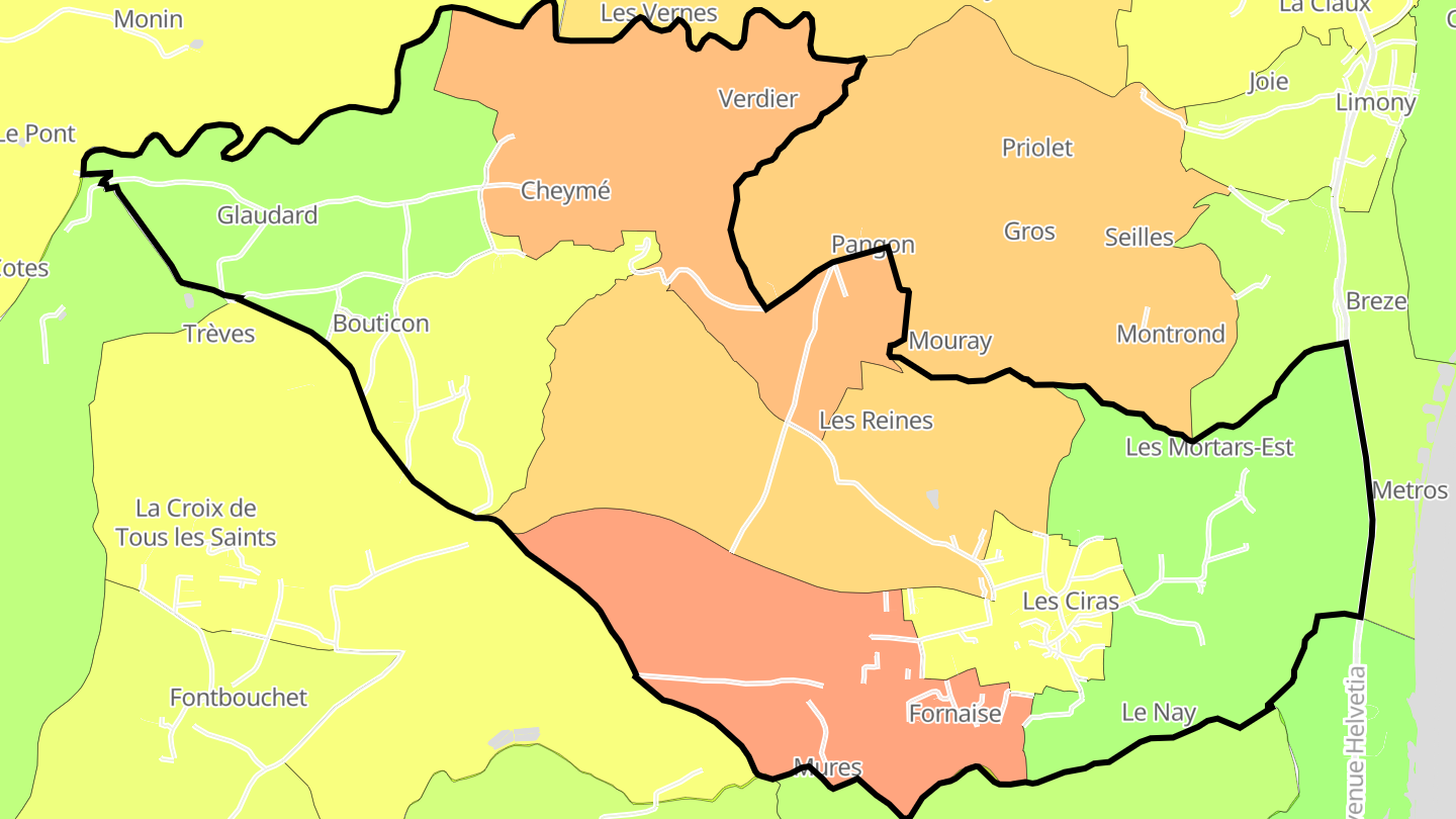 Carte des prix de l'immobilier Charnas