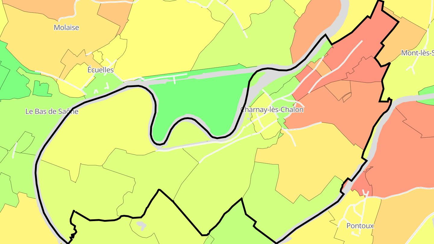 Carte des prix de l'immobilier Charnay-lès-Chalon