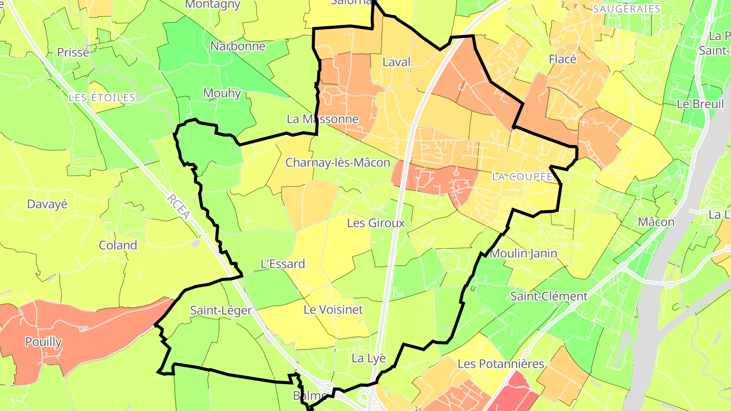 Carte des prix de l'immobilier Charnay-lès-Mâcon