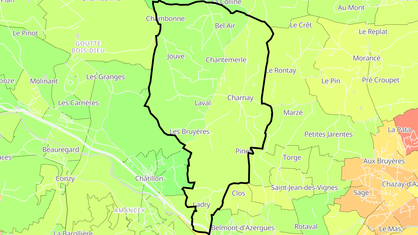 Carte des prix de l'immobilier Charnay