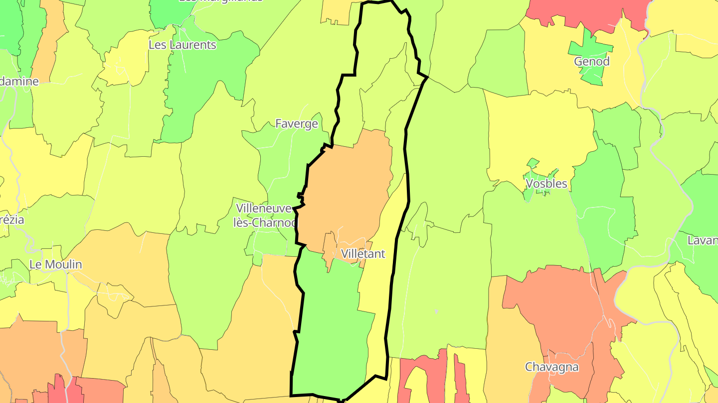 Carte des prix de l'immobilier Charnod