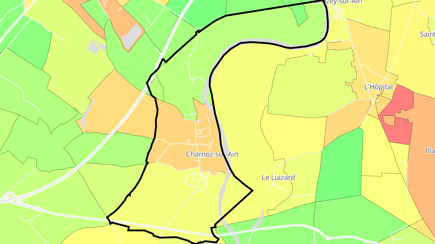 Carte des prix de l'immobilier Charnoz-sur-Ain