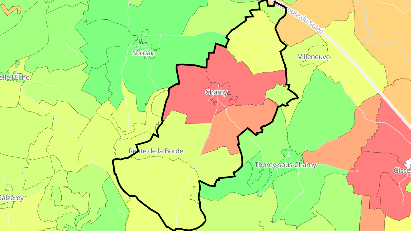 Carte des prix de l'immobilier Charny