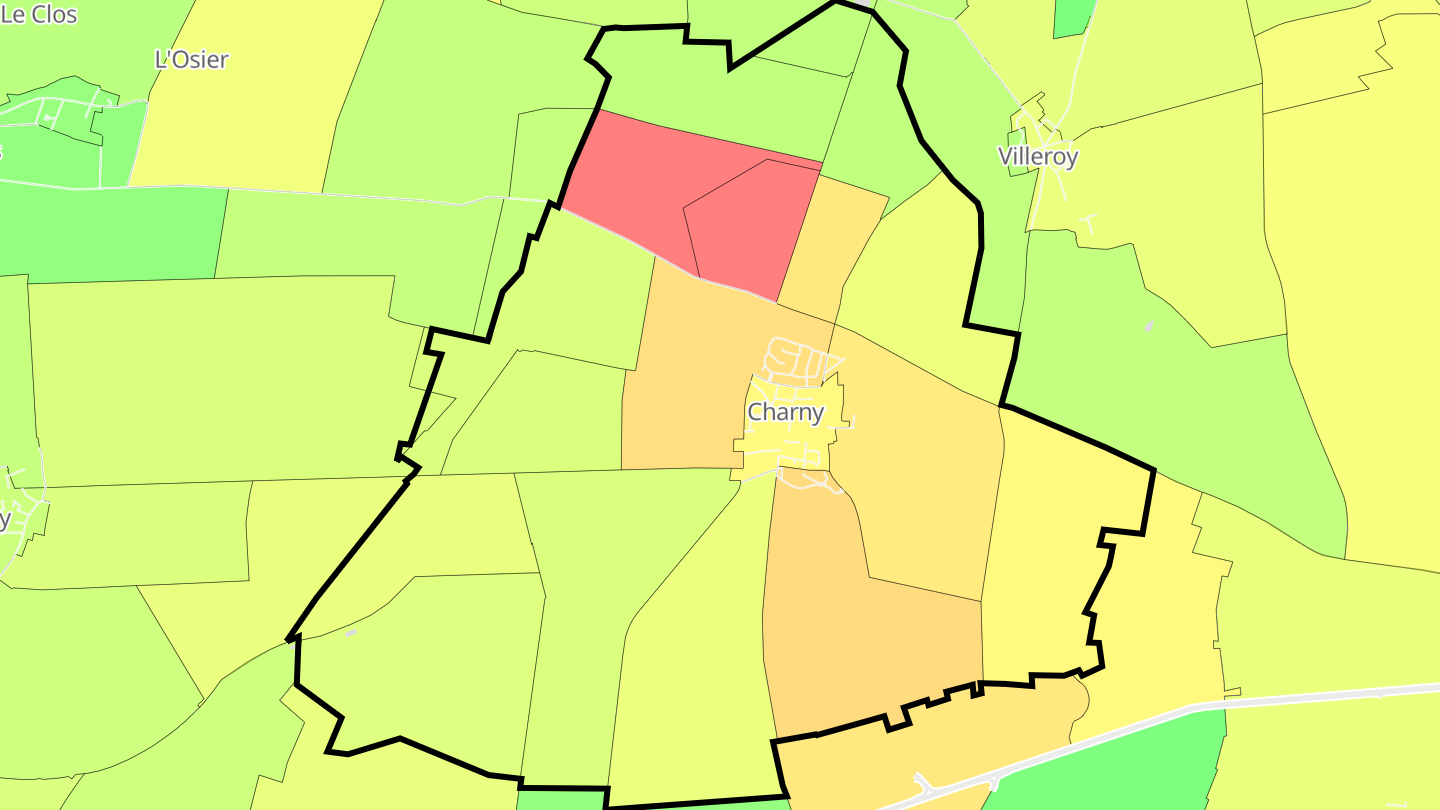 Carte des prix de l'immobilier Charny
