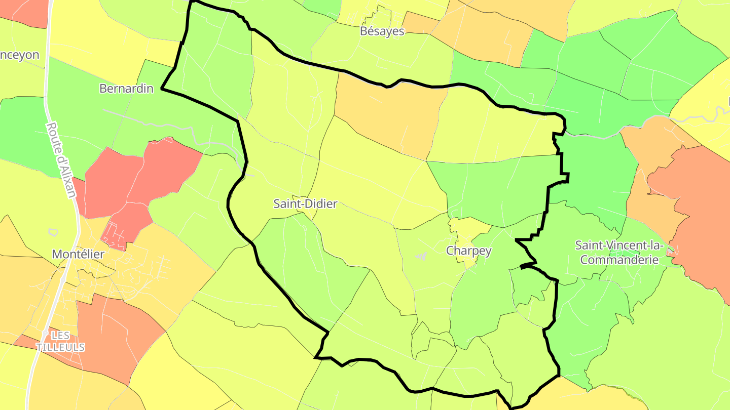 Carte des prix de l'immobilier Charpey