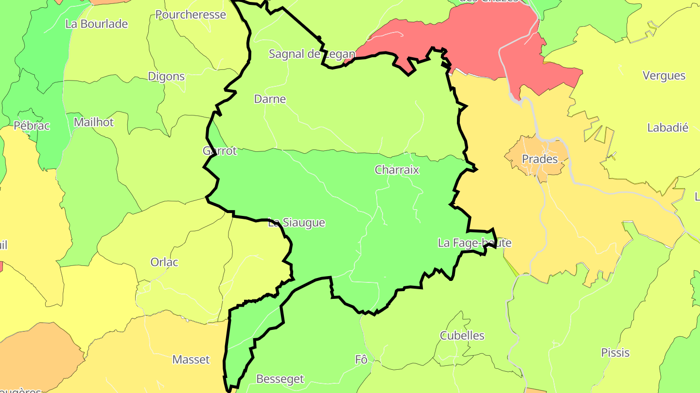 Carte des prix de l'immobilier Charraix
