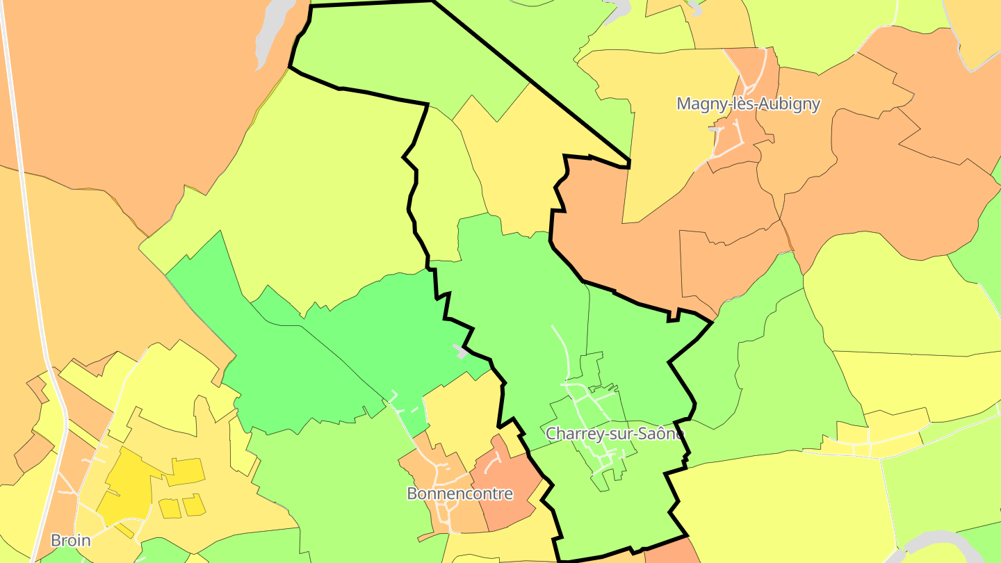 Carte des prix de l'immobilier Charrey-sur-Saône