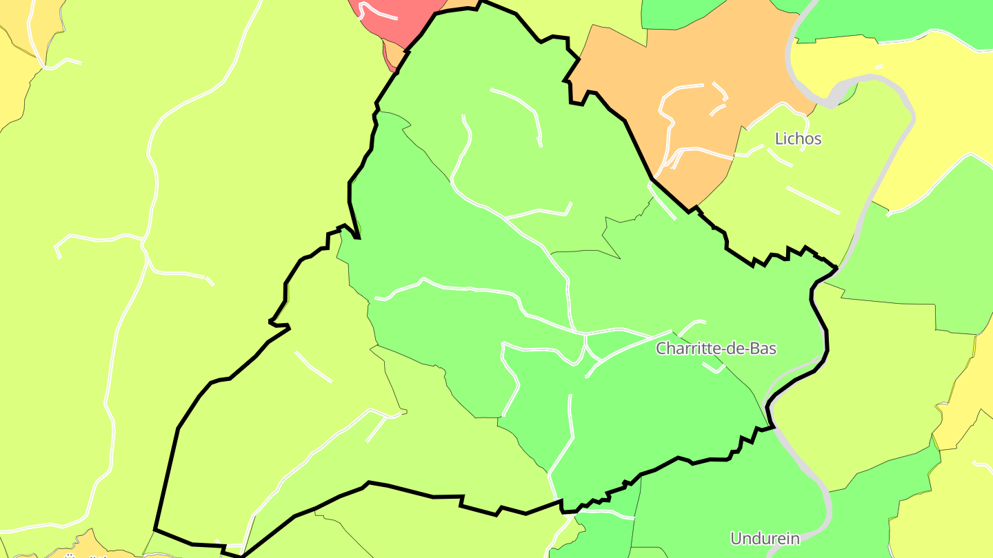 Carte des prix de l'immobilier Charritte-de-Bas