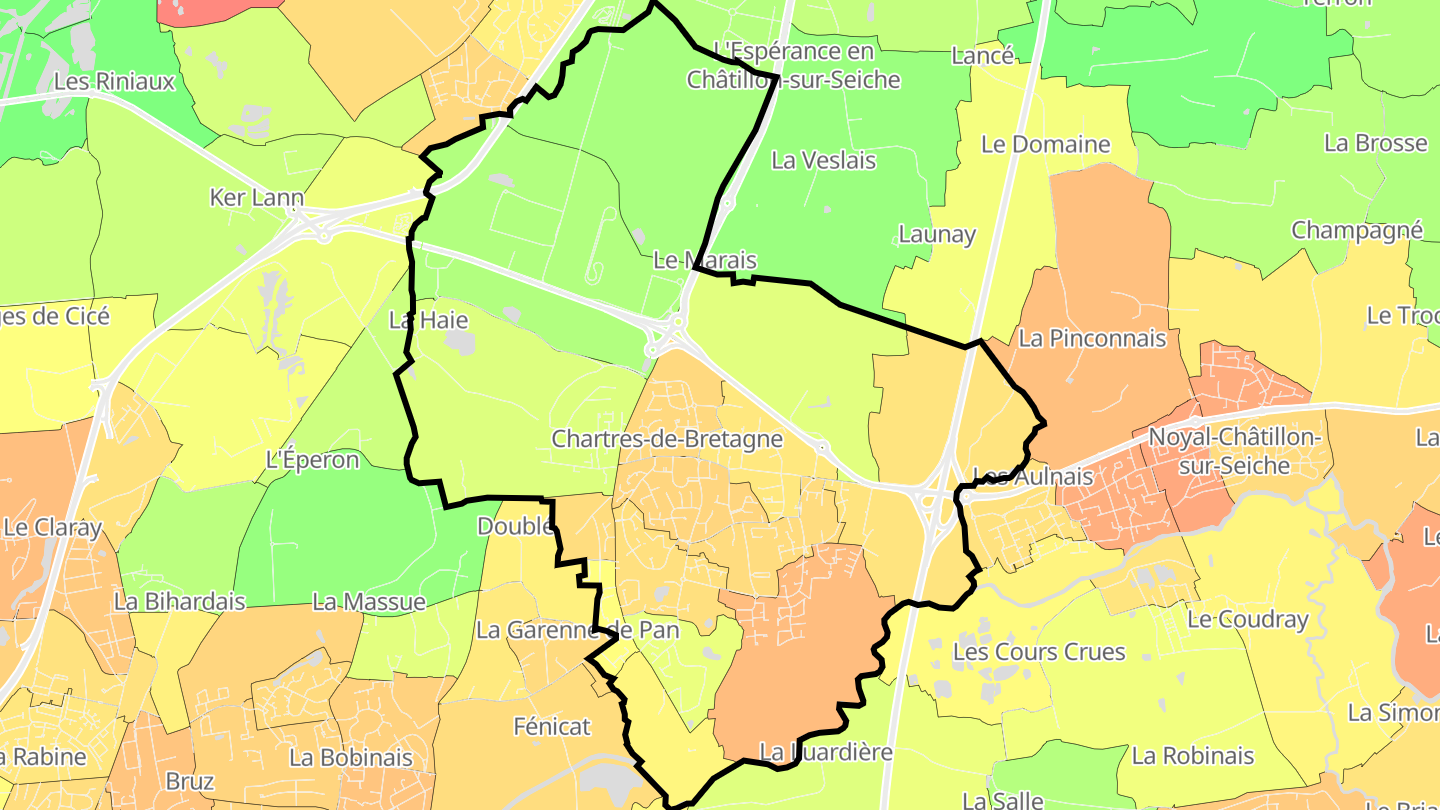 Carte des prix de l'immobilier Chartres-de-Bretagne