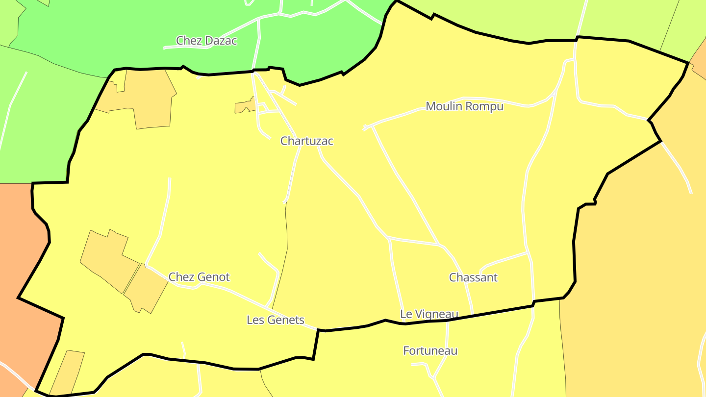 Carte des prix de l'immobilier Chartuzac