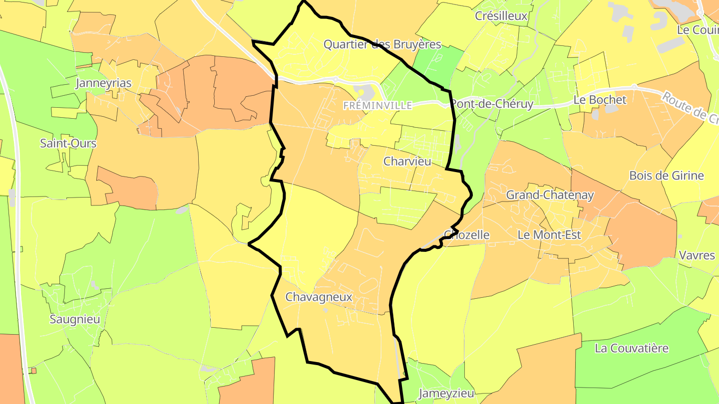 Carte des prix de l'immobilier Charvieu-Chavagneux