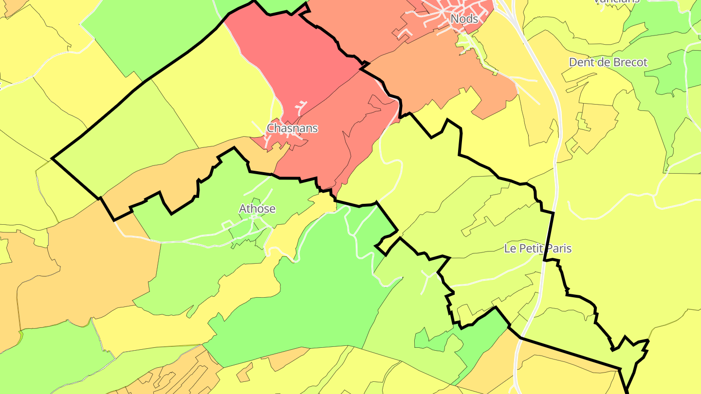 Carte des prix de l'immobilier Chasnans
