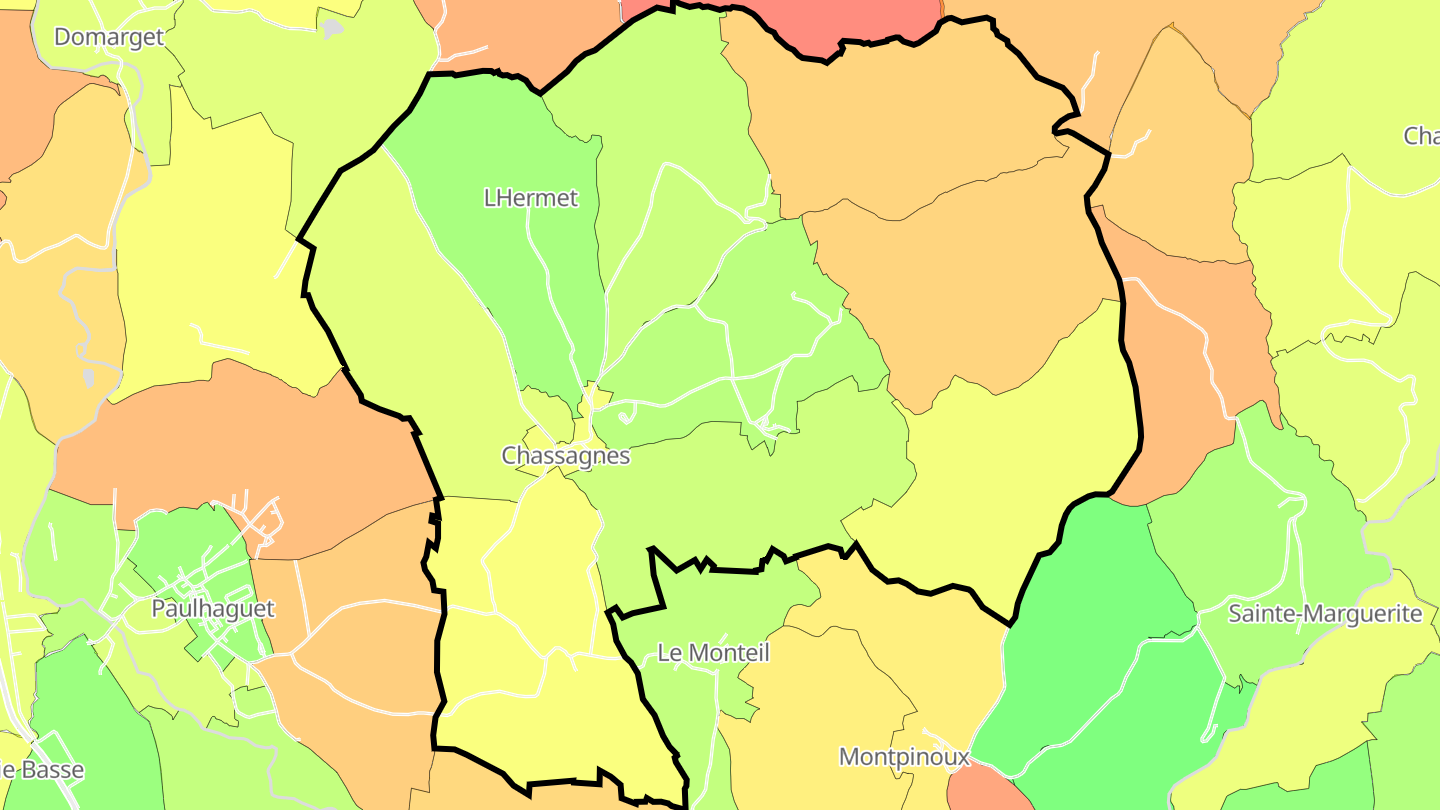 Carte des prix de l'immobilier Chassagnes