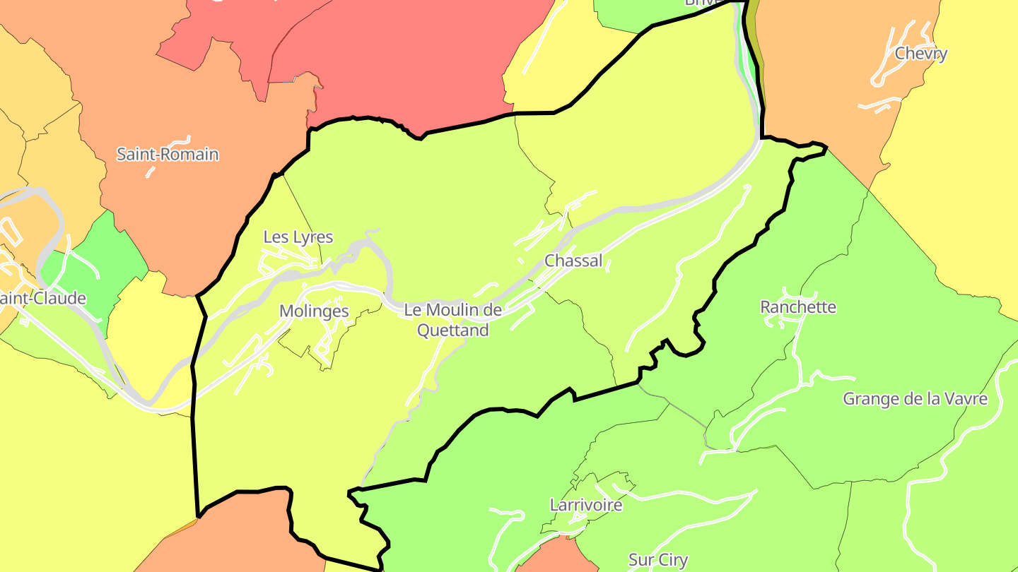 Carte des prix de l'immobilier Chassal-Molinges