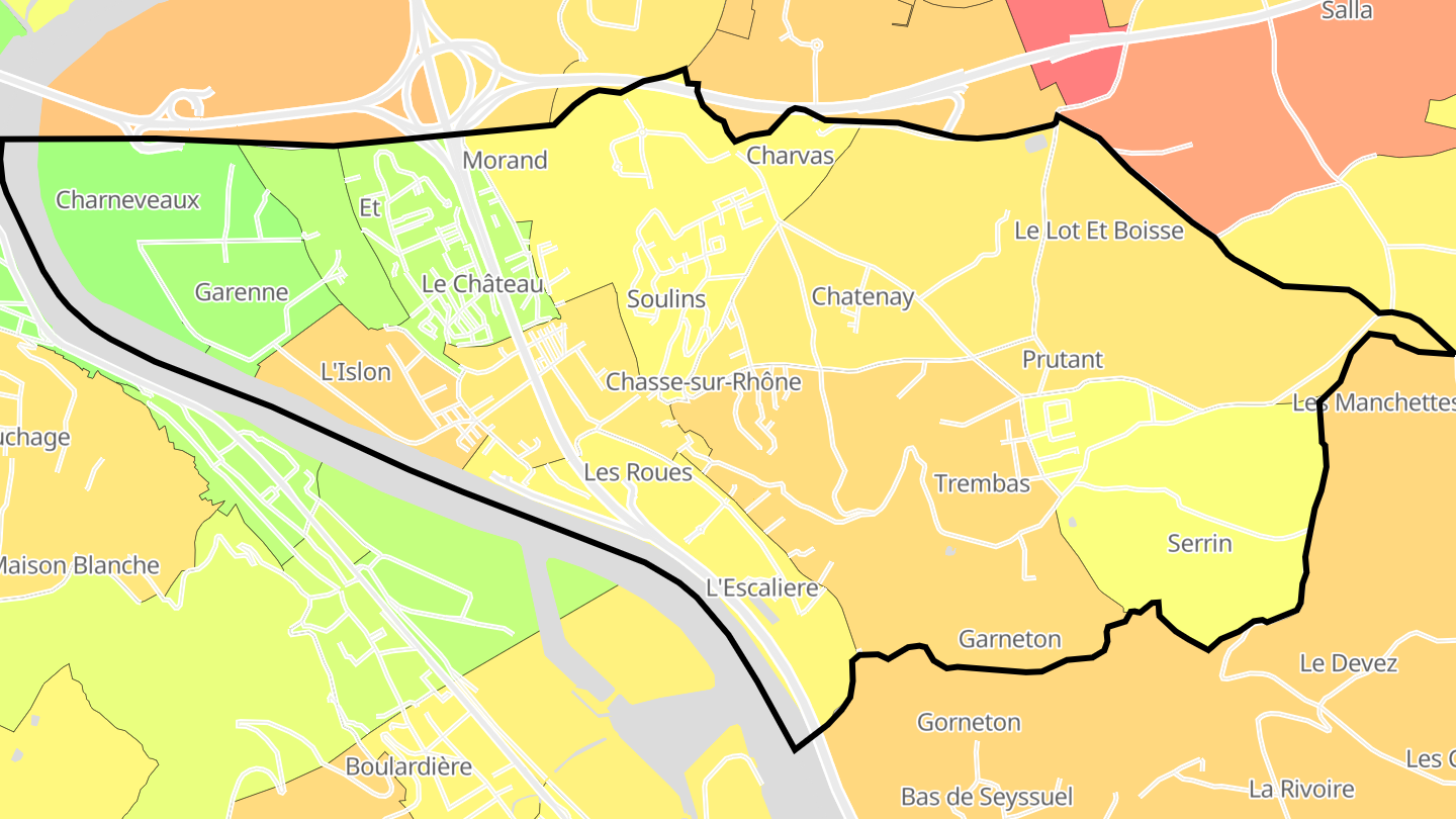 Carte des prix de l'immobilier Chasse-sur-Rhône