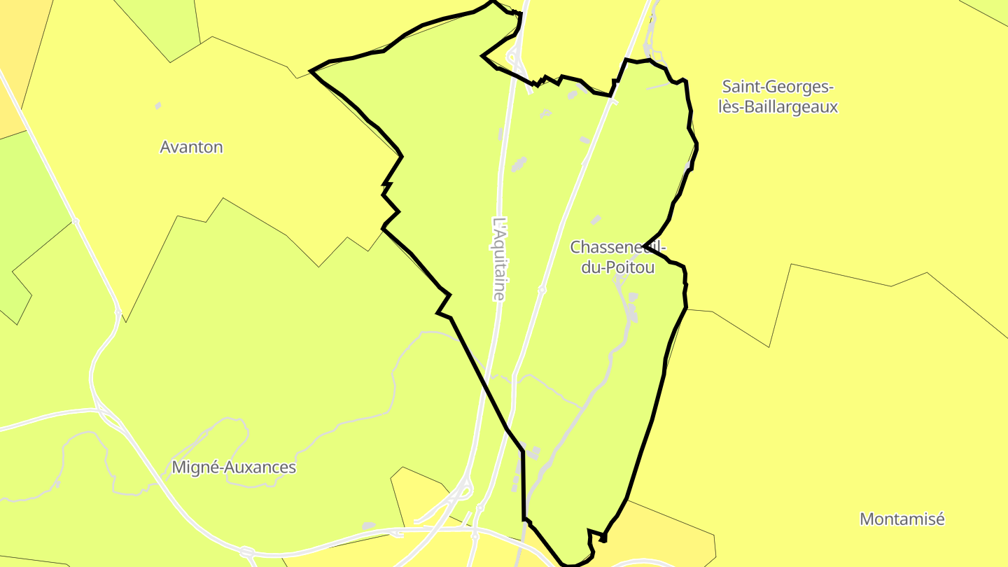 Carte des prix de l'immobilier Chasseneuil-du-Poitou