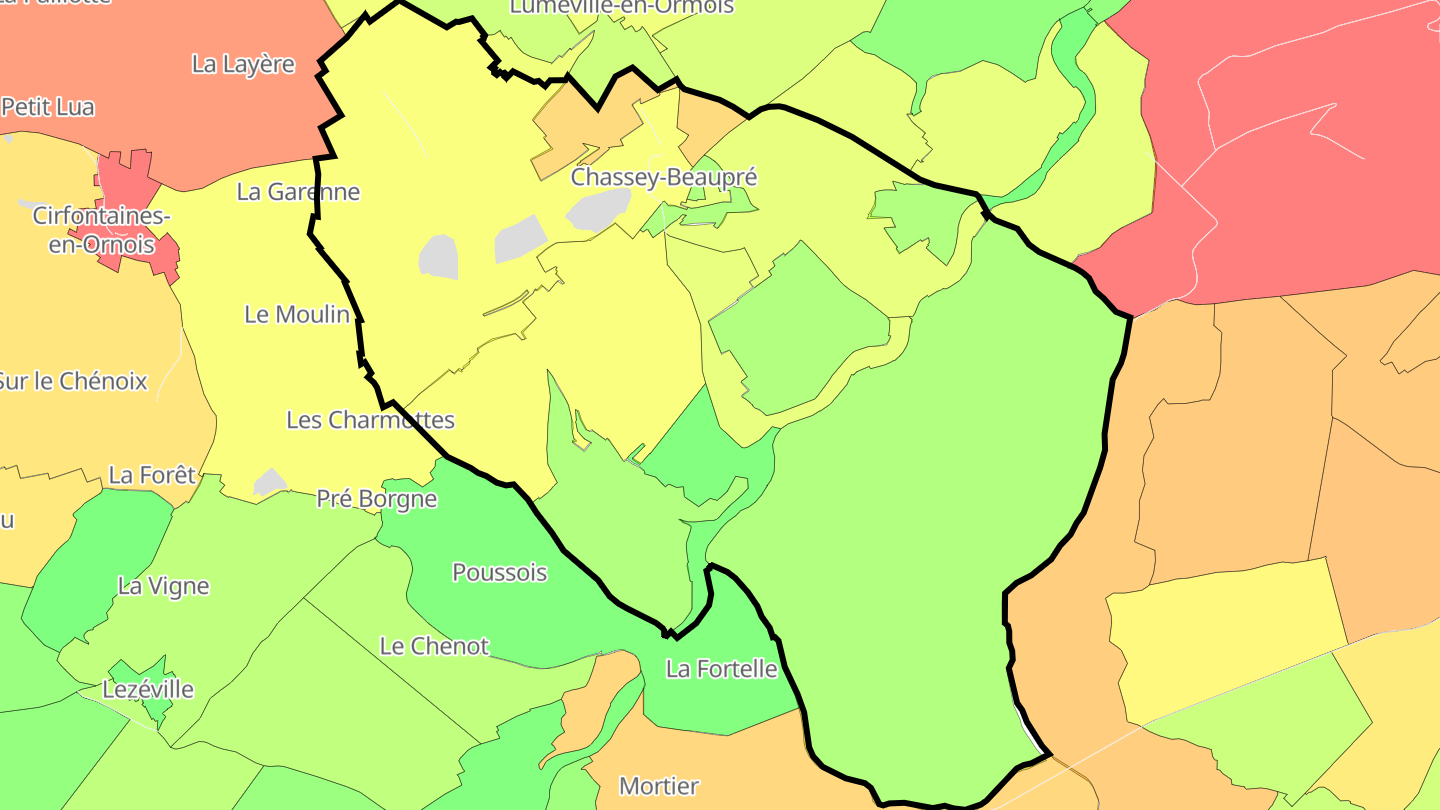 Carte des prix de l'immobilier Chassey-Beaupré