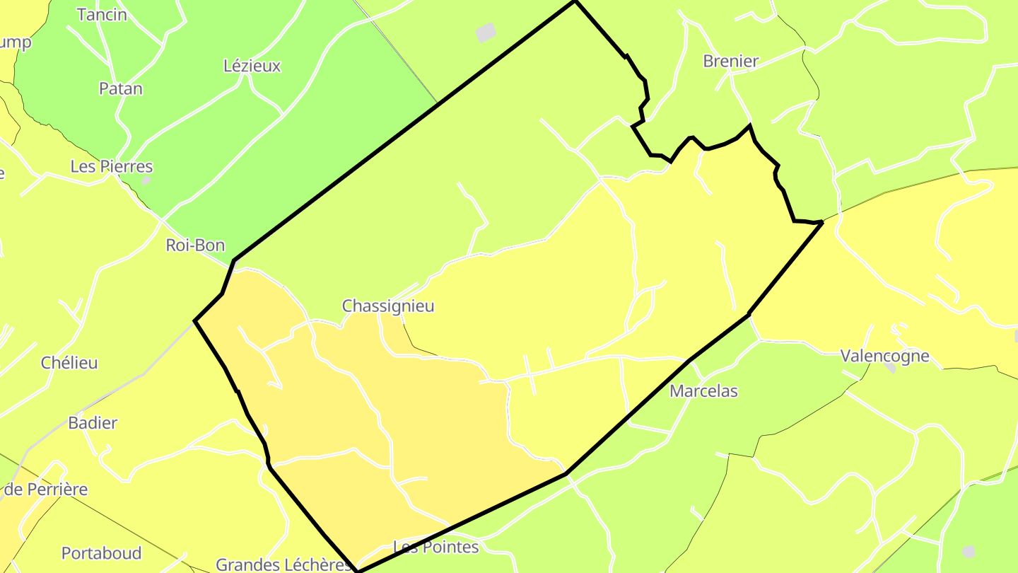 Carte des prix de l'immobilier Chassignieu