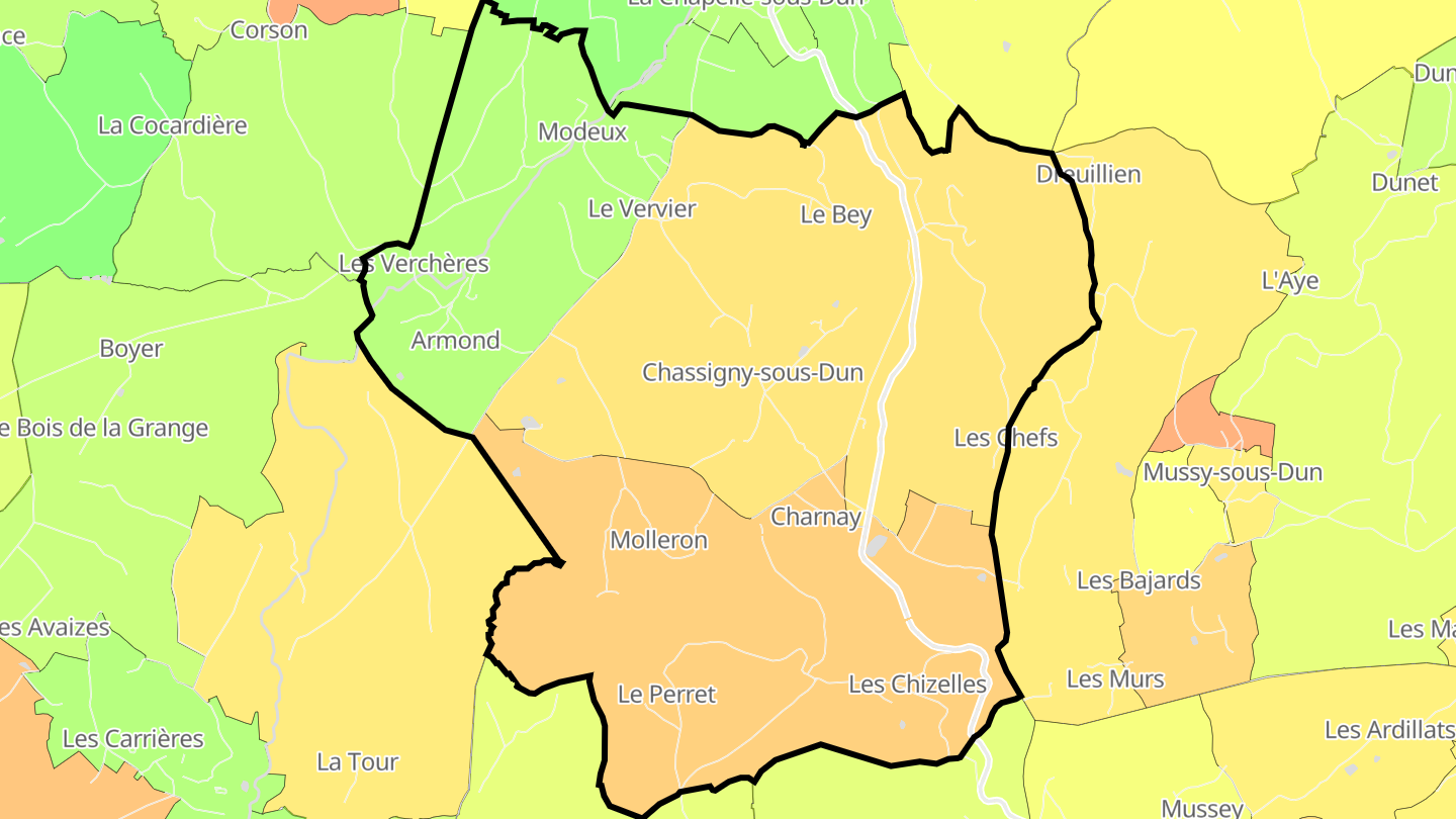 Carte des prix de l'immobilier Chassigny-sous-Dun