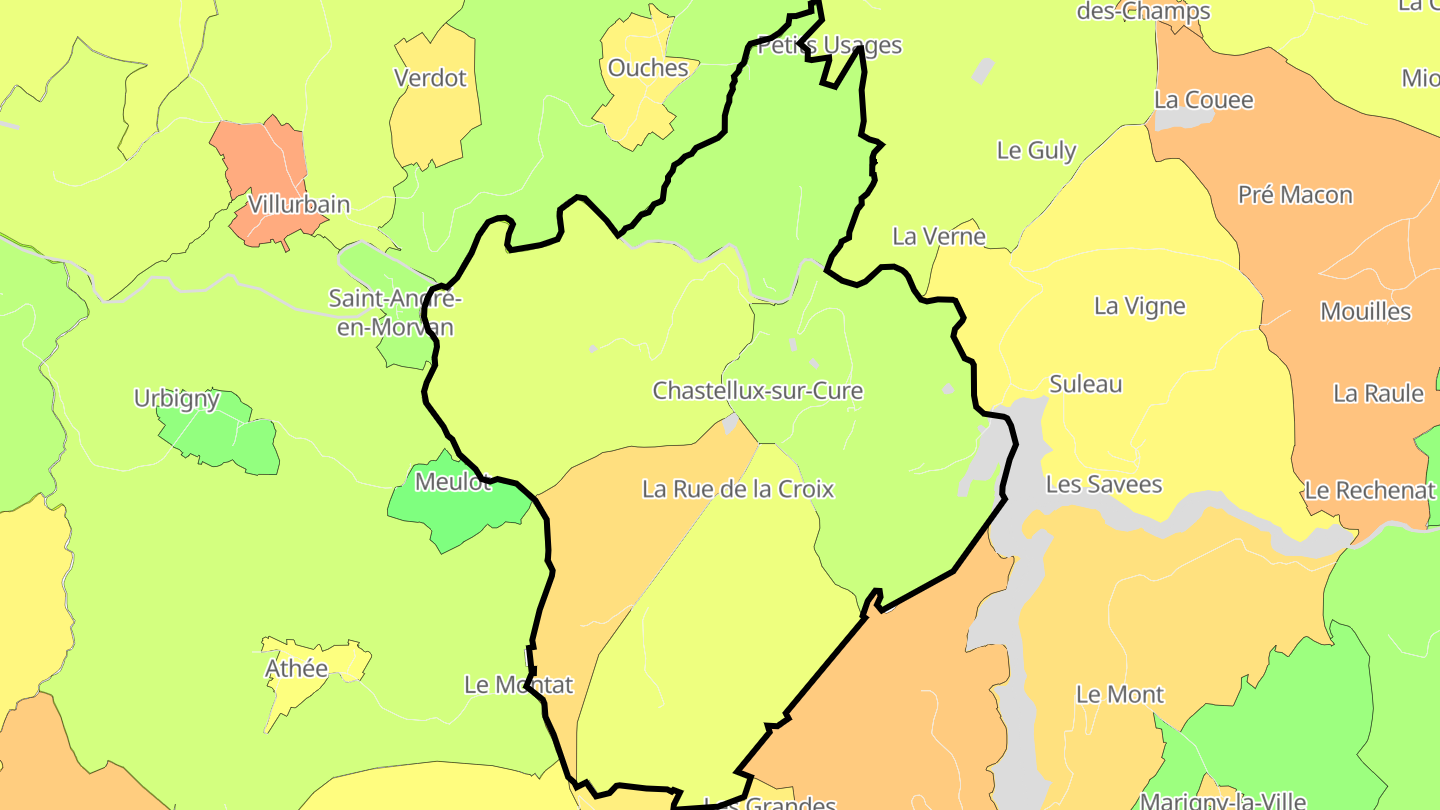 Carte des prix de l'immobilier Chastellux-sur-Cure