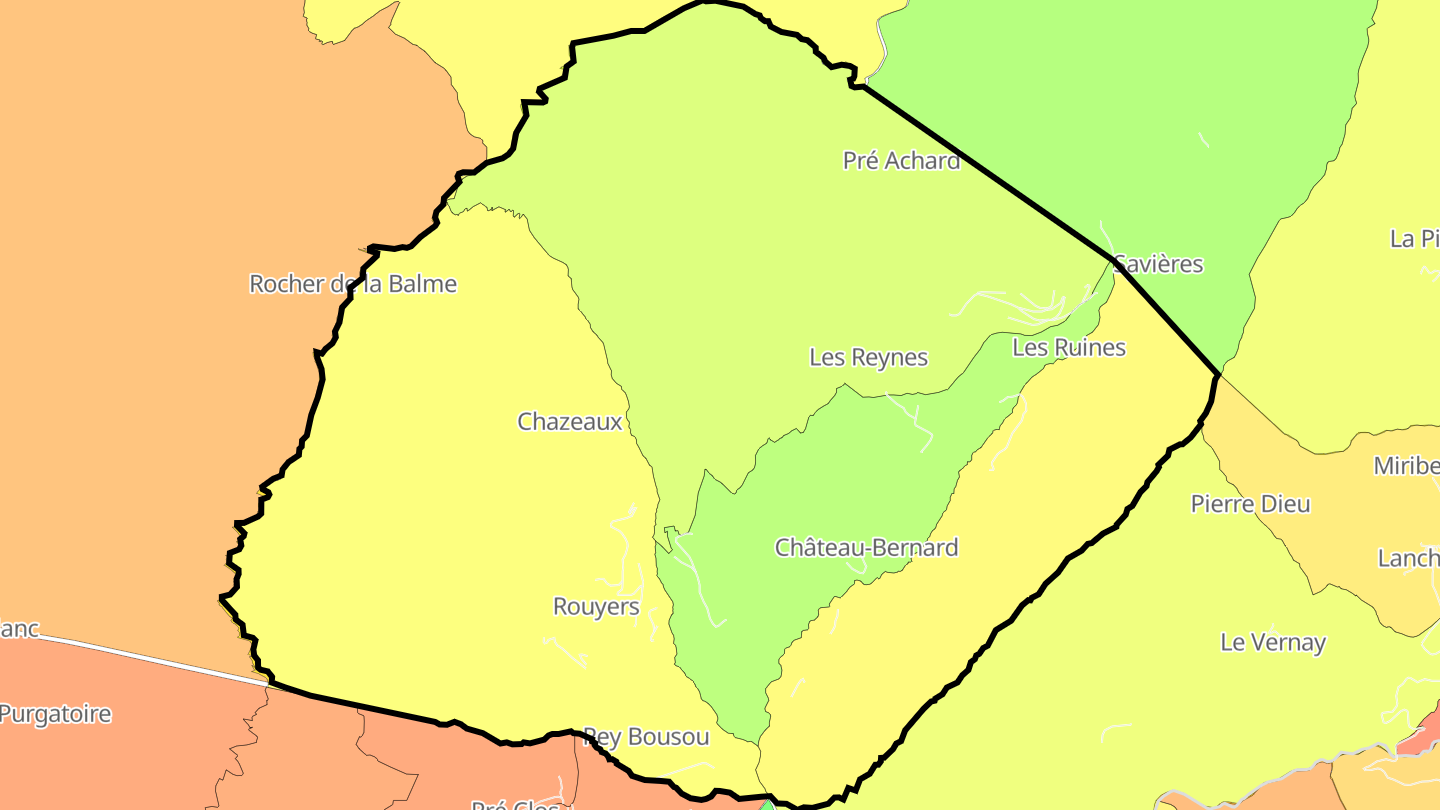 Carte des prix de l'immobilier Château-Bernard