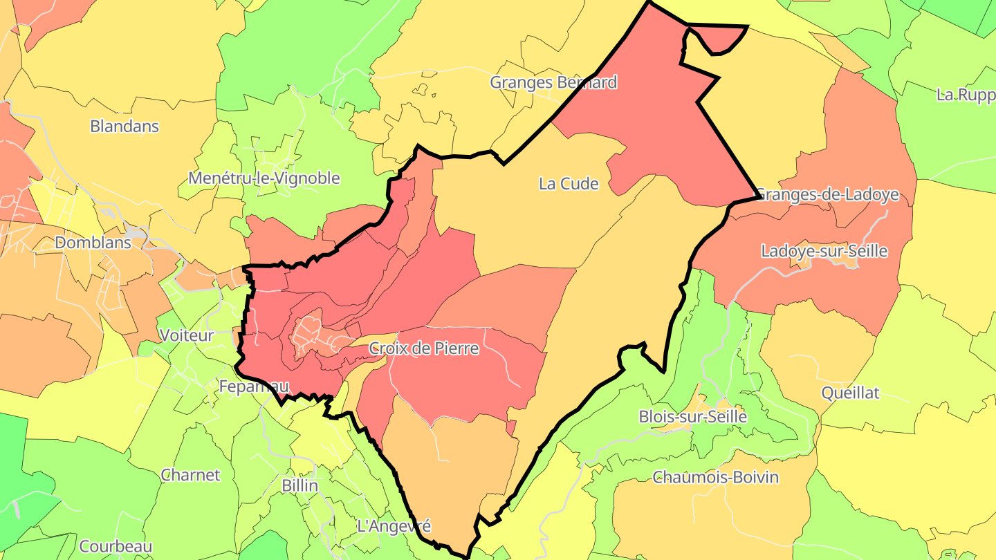 Carte des prix de l'immobilier Château-Chalon