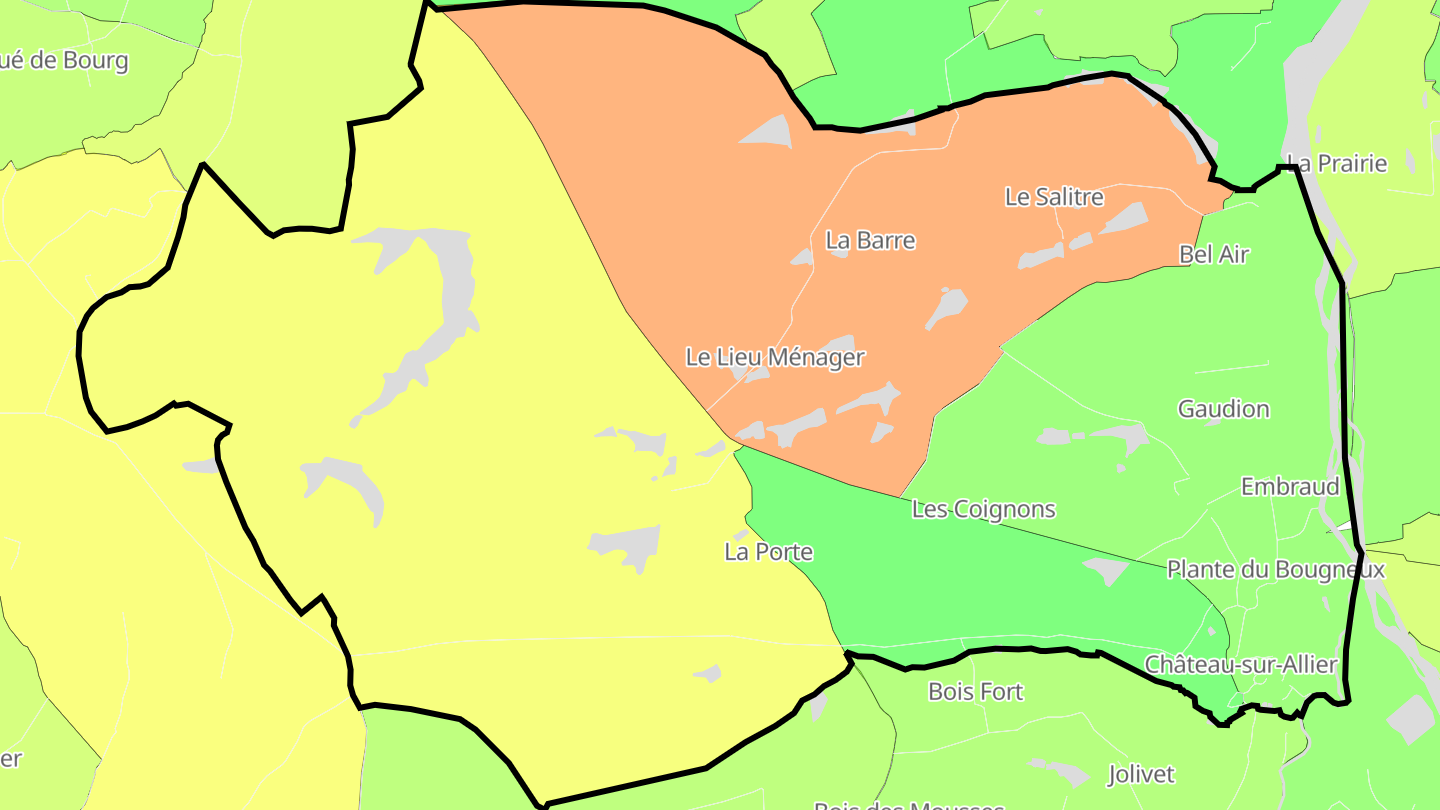 Carte des prix de l'immobilier Château-sur-Allier