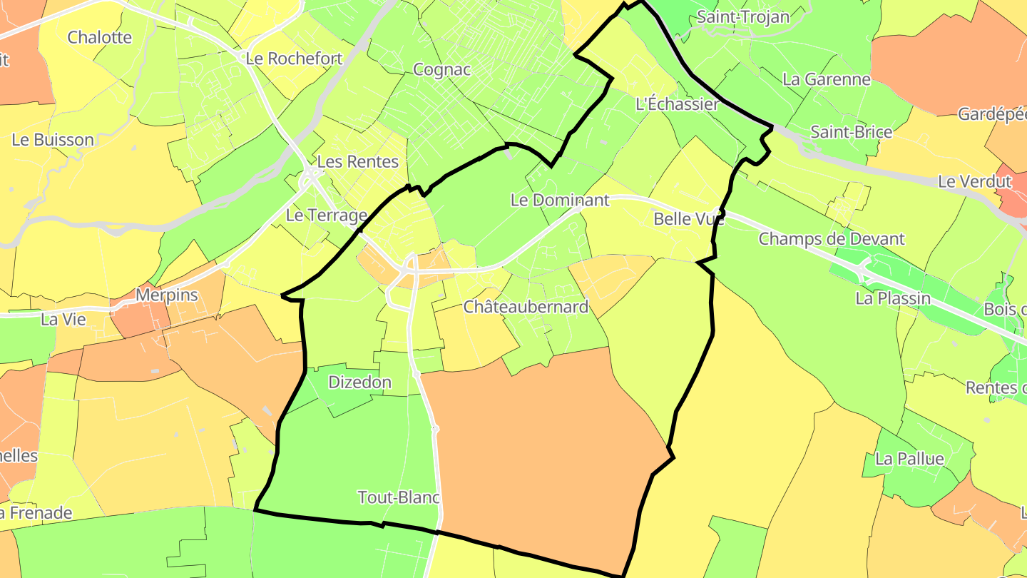 Carte des prix de l'immobilier Châteaubernard