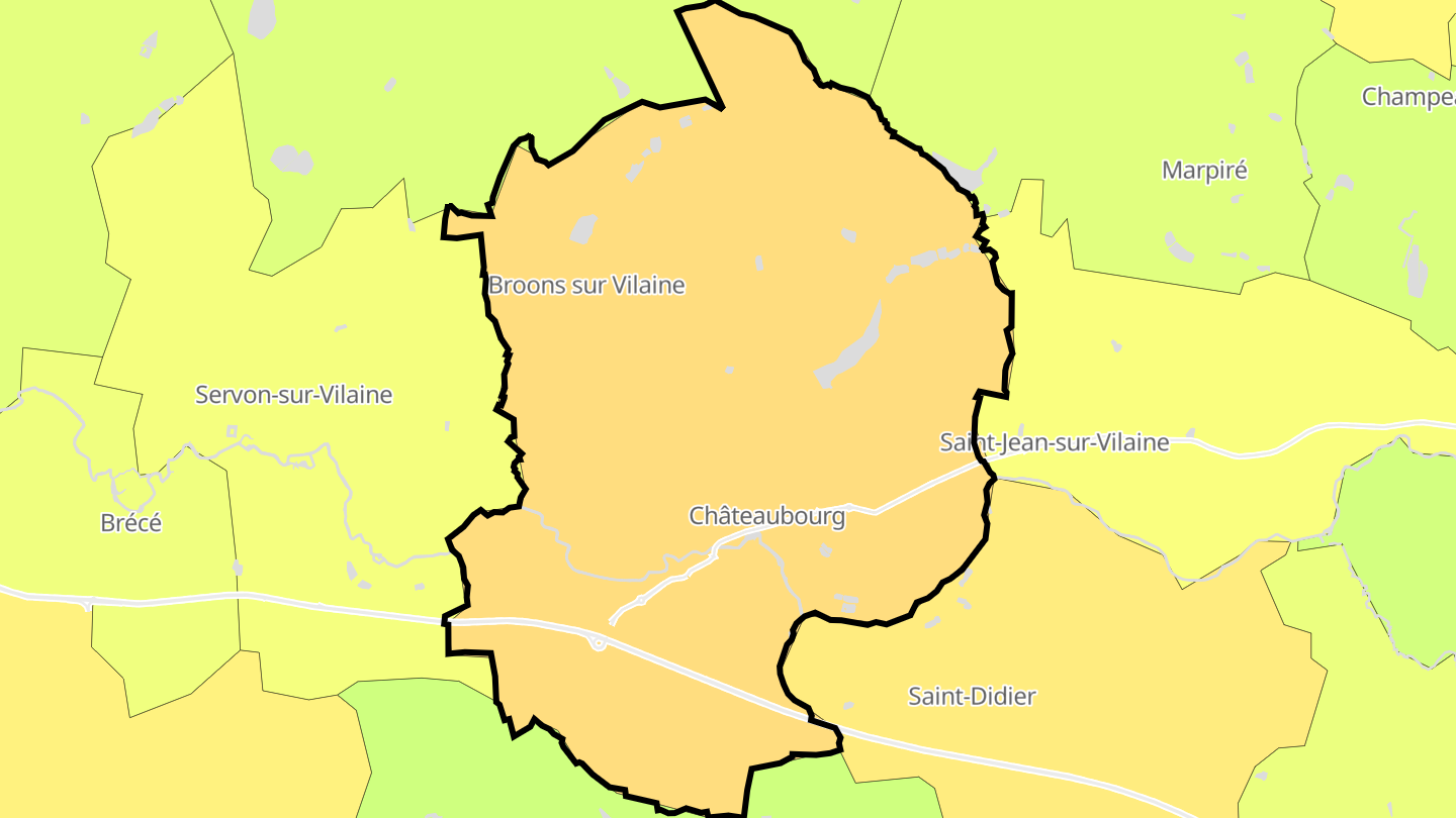 Carte des prix de l'immobilier Châteaubourg
