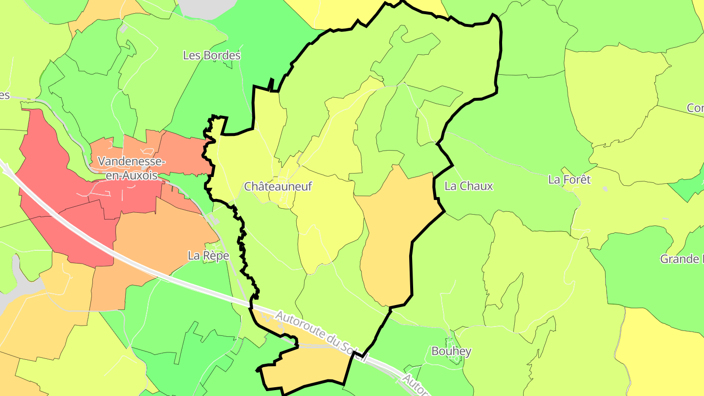 Carte des prix de l'immobilier Châteauneuf