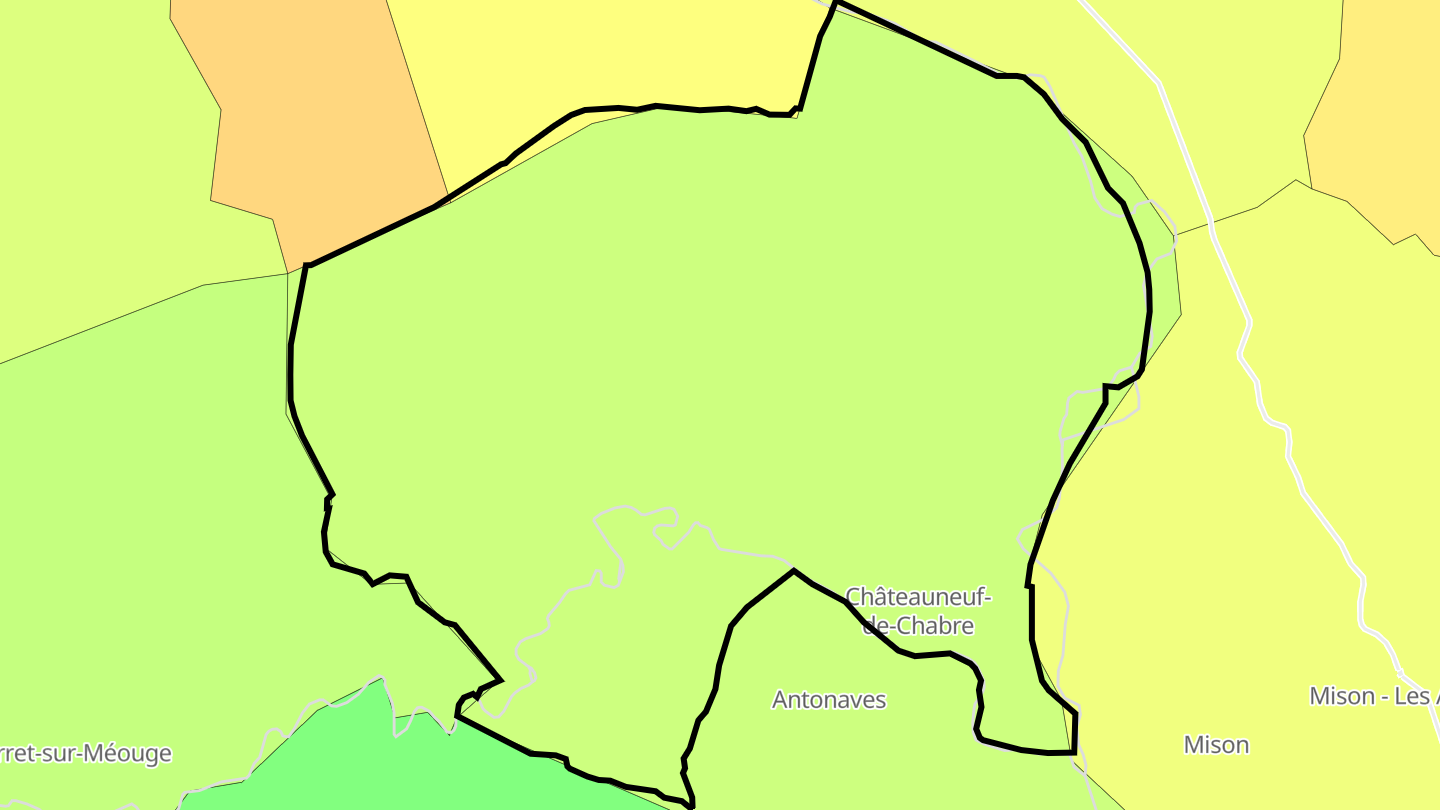 Carte des prix de l'immobilier Châteauneuf-de-Chabre
