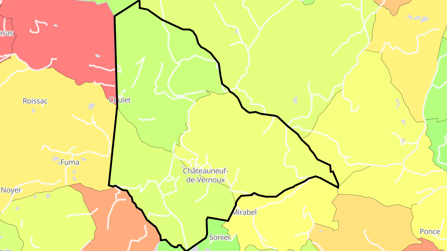 Carte des prix de l'immobilier Châteauneuf-de-Vernoux