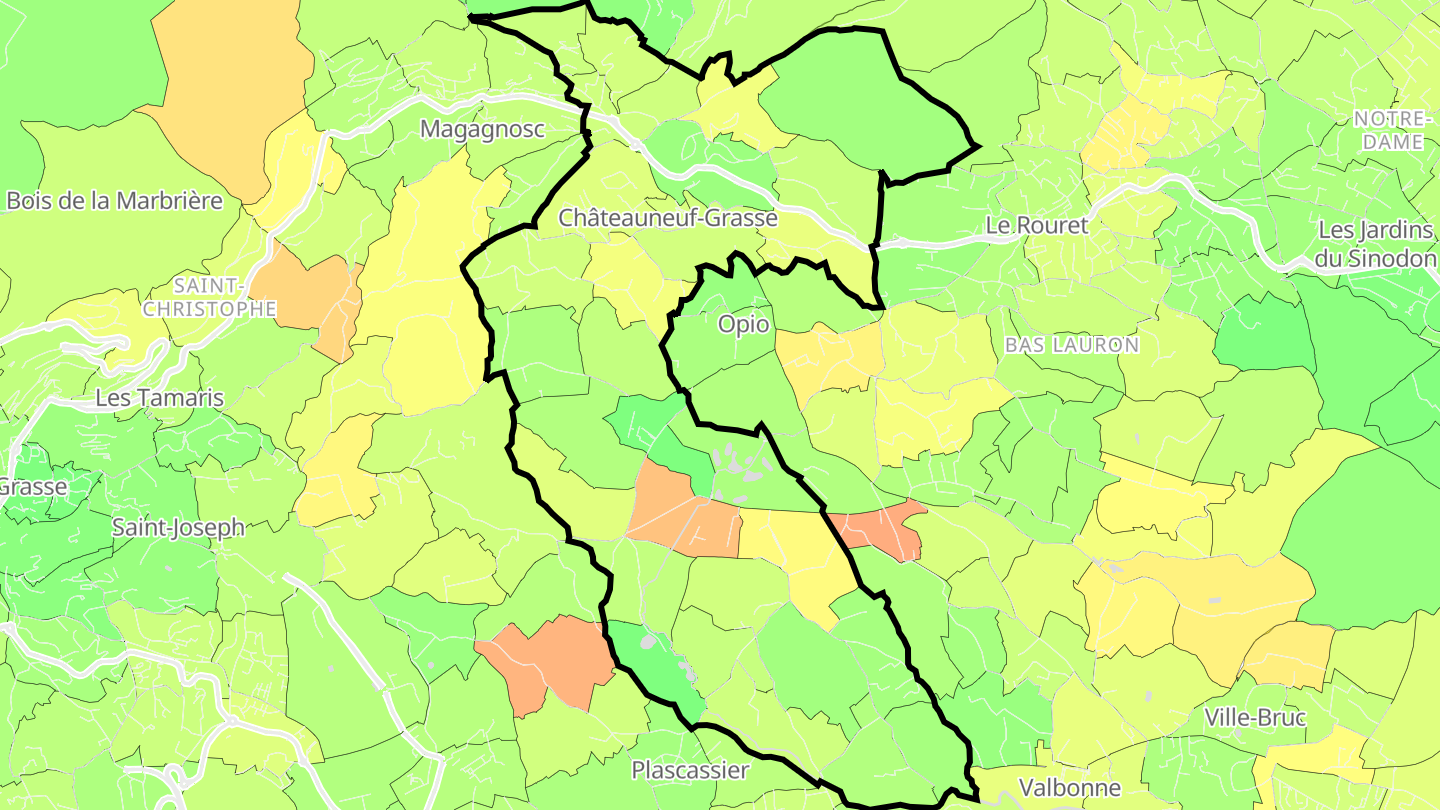 Carte des prix de l'immobilier Châteauneuf-Grasse