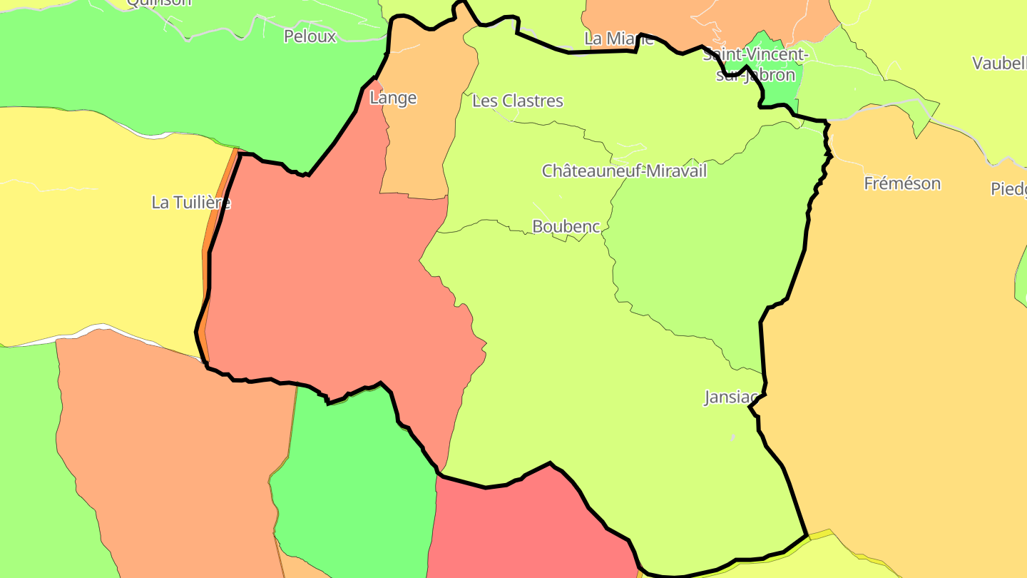 Carte des prix de l'immobilier Châteauneuf-Miravail