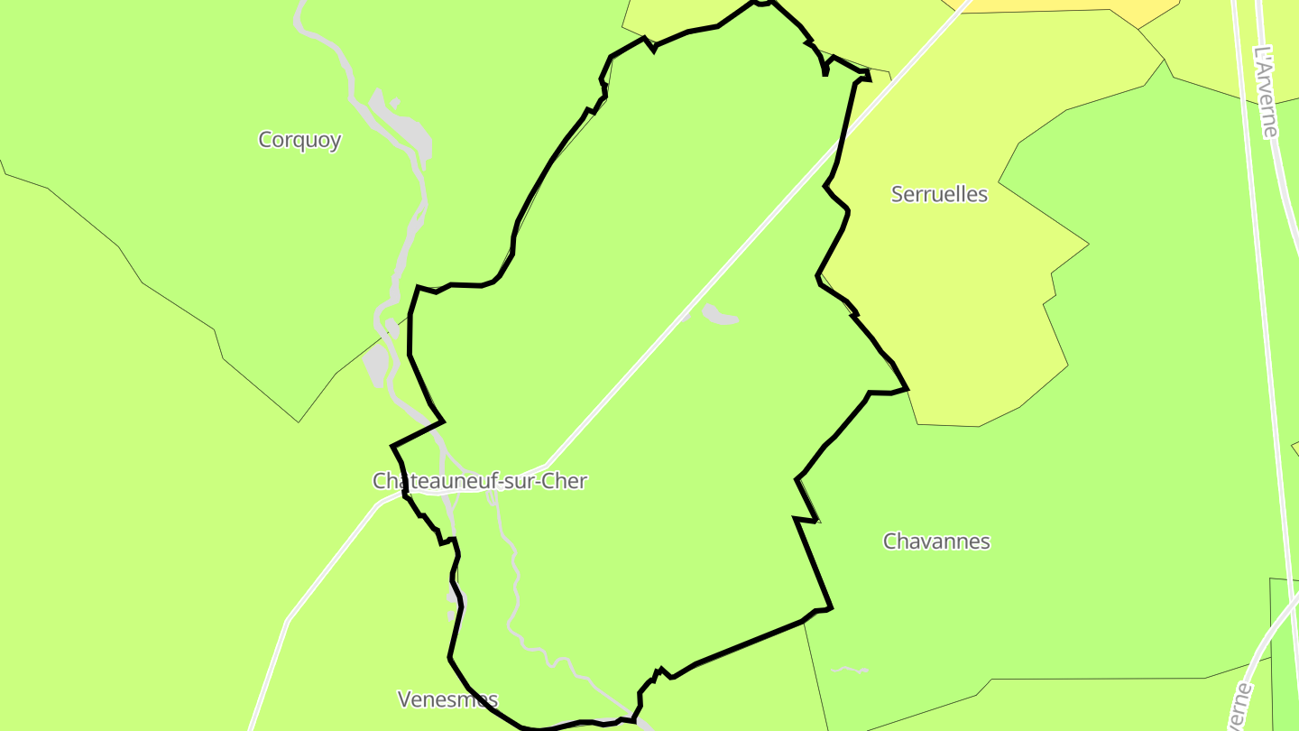 Carte des prix de l'immobilier Châteauneuf-sur-Cher