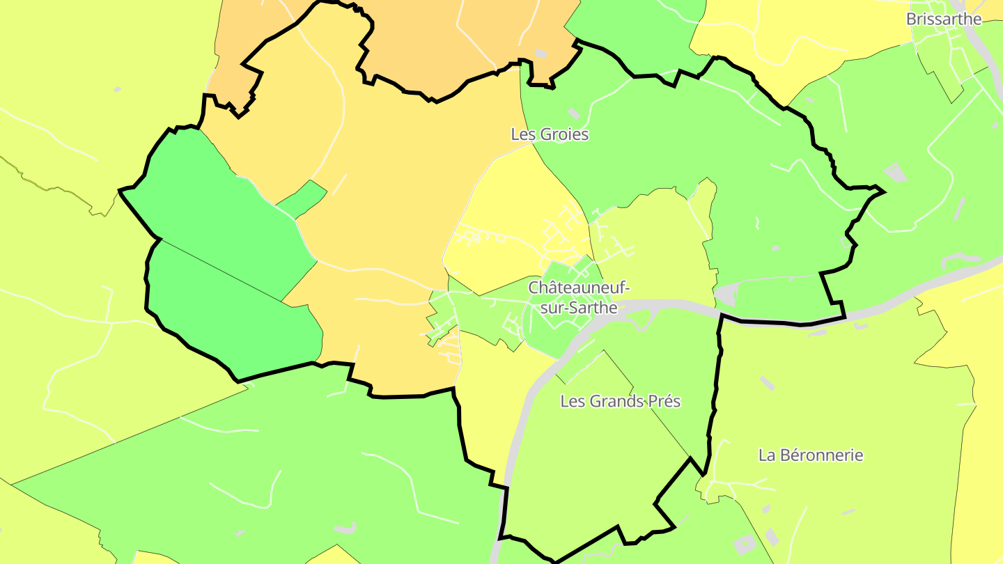 Carte des prix de l'immobilier Châteauneuf-sur-Sarthe