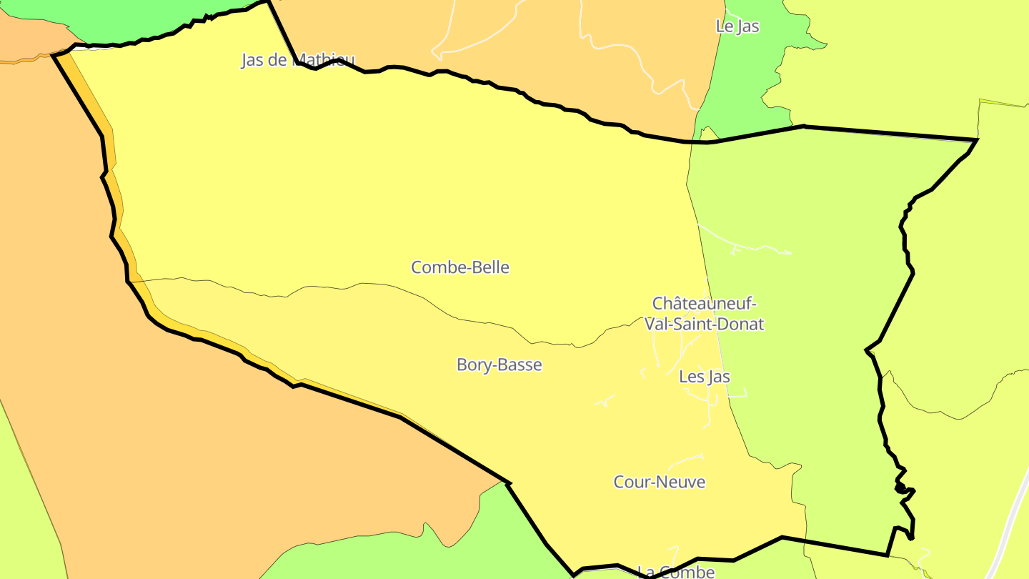 Carte des prix de l'immobilier Châteauneuf-Val-Saint-Donat