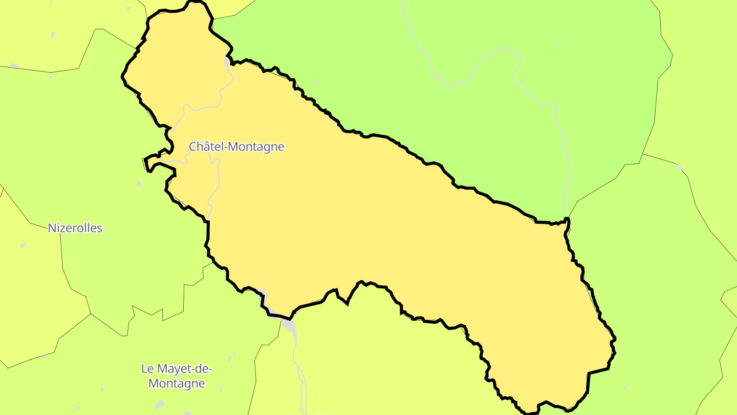 Carte des prix de l'immobilier Châtel-Montagne