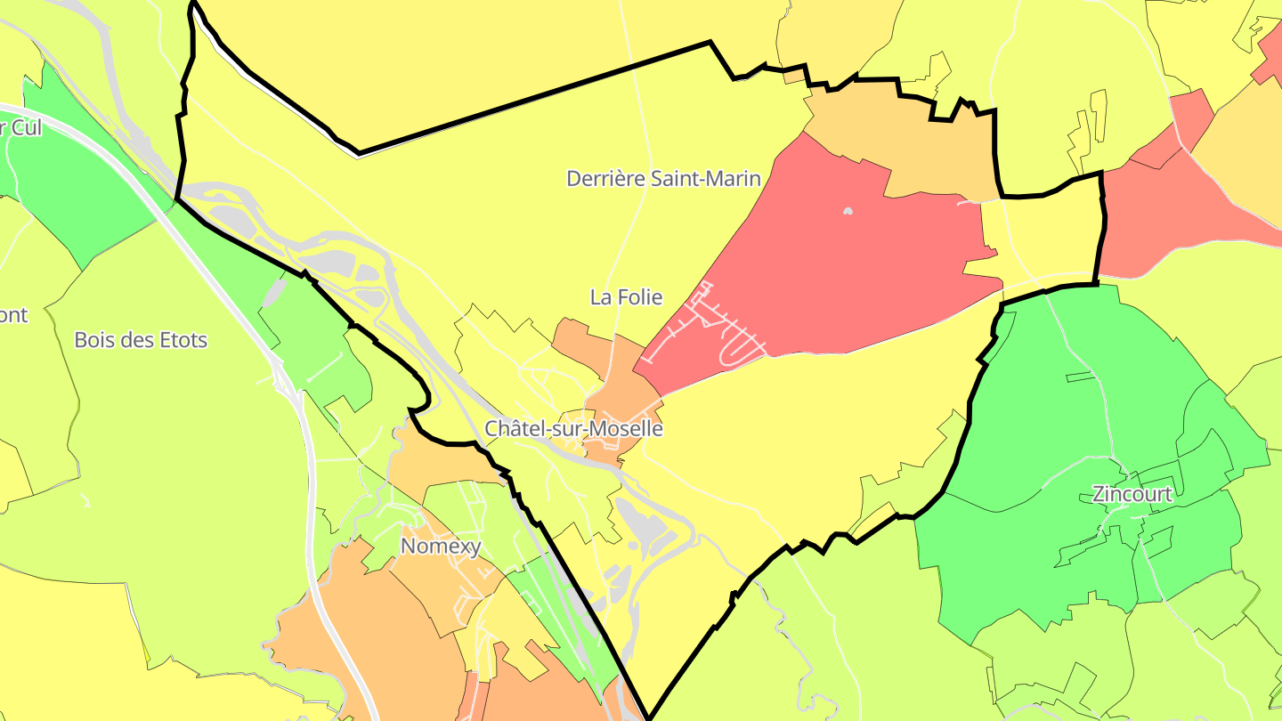 Carte des prix de l'immobilier Châtel-sur-Moselle