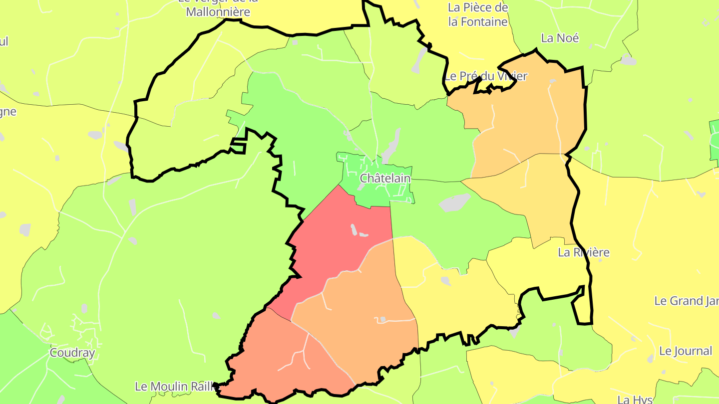 Carte des prix de l'immobilier Châtelain