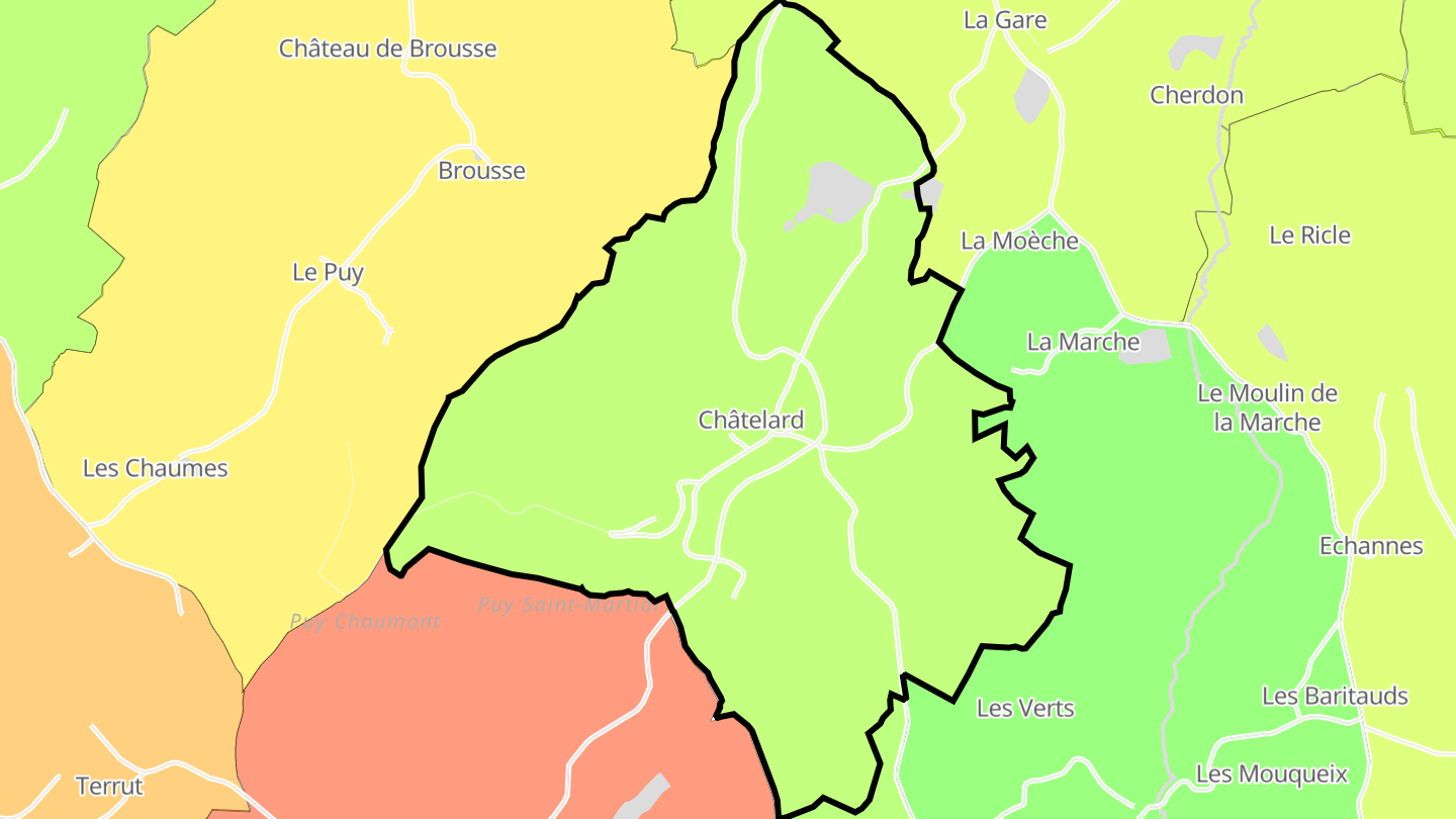 Carte des prix de l'immobilier Châtelard