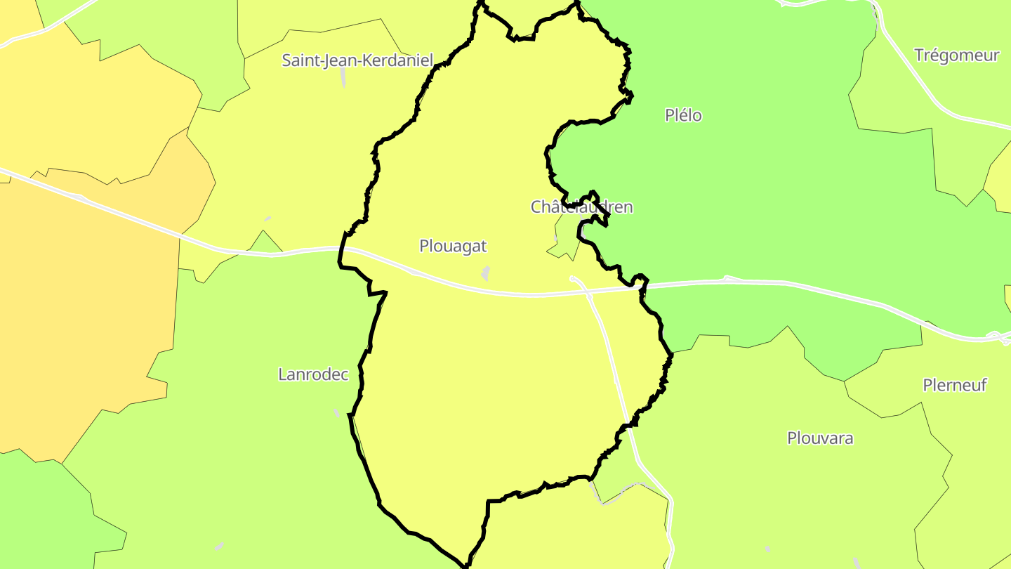 Carte des prix de l'immobilier Châtelaudren-Plouagat