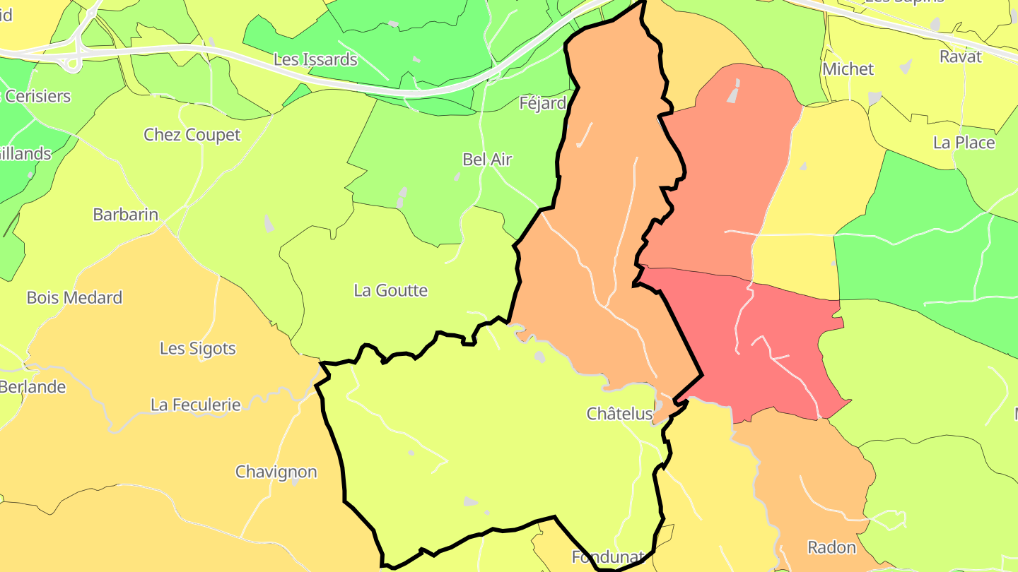 Carte des prix de l'immobilier Châtelus